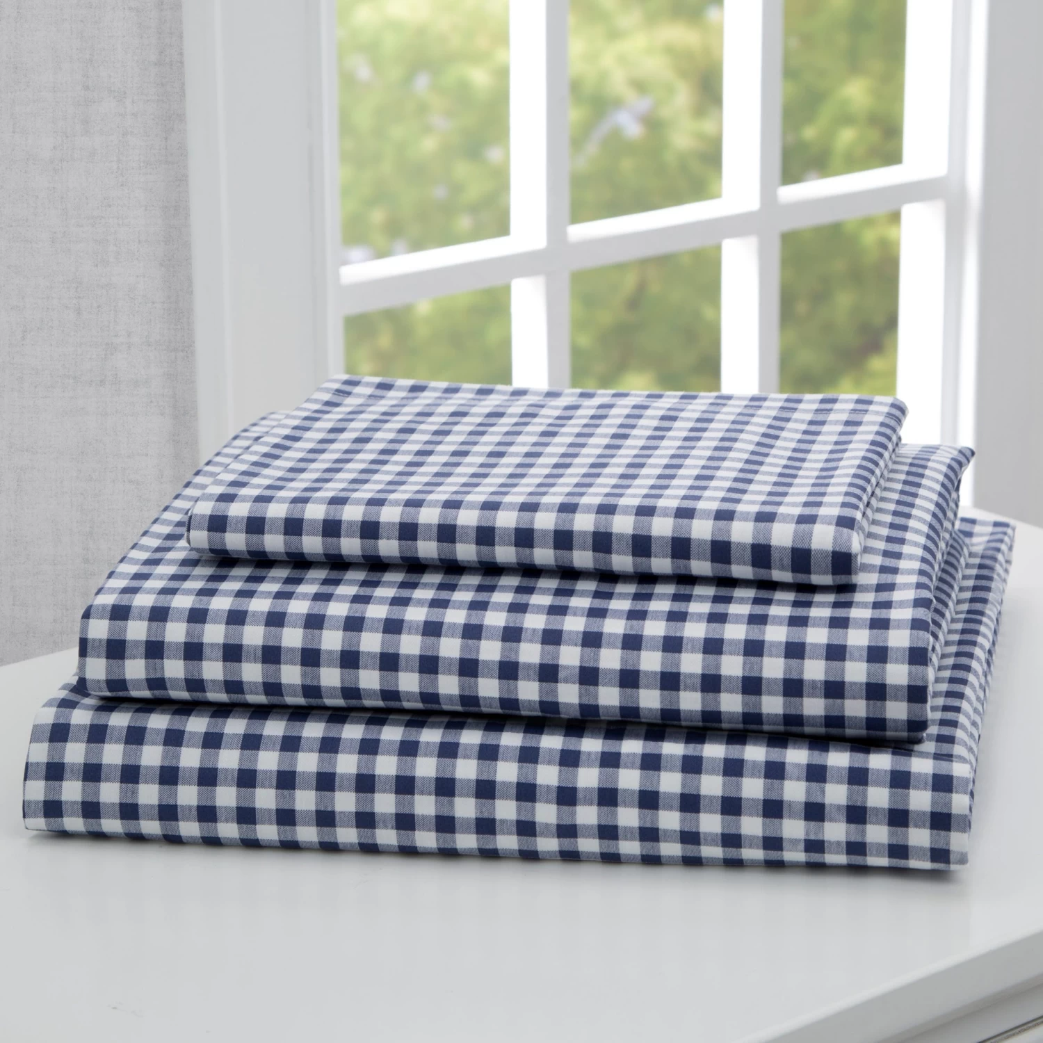 Delta Children Navy Gingham 3-Piece Twin Sheet Set 6 Delta Children Navy Gingham 3-Piece Twin Sheet Set - Image 6