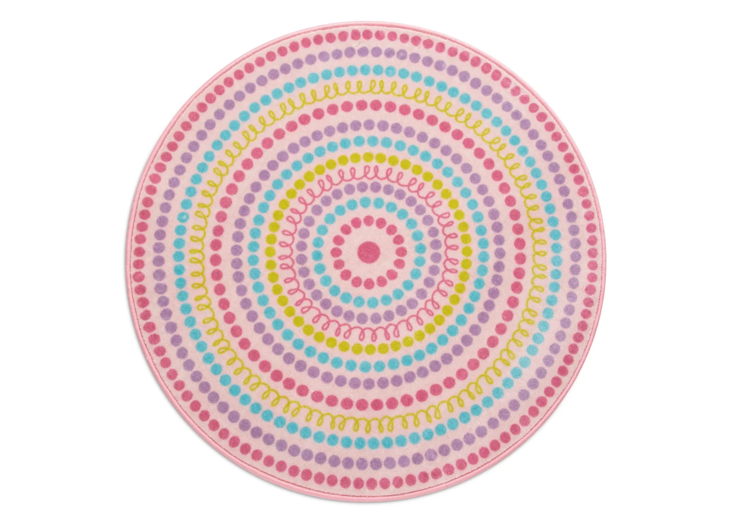 Delta Children Rainbow Dot Round Area Rug For Kids, 39-Inch 2 Delta Children Rainbow Dot Round Area Rug For Kids, 39-Inch - Image 2